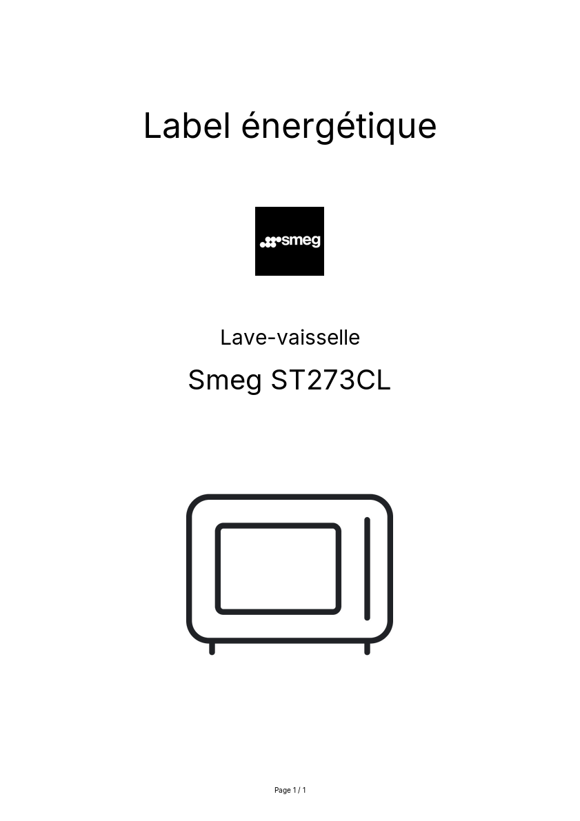 Page n°1 - Label énergétique Smeg ST273CL