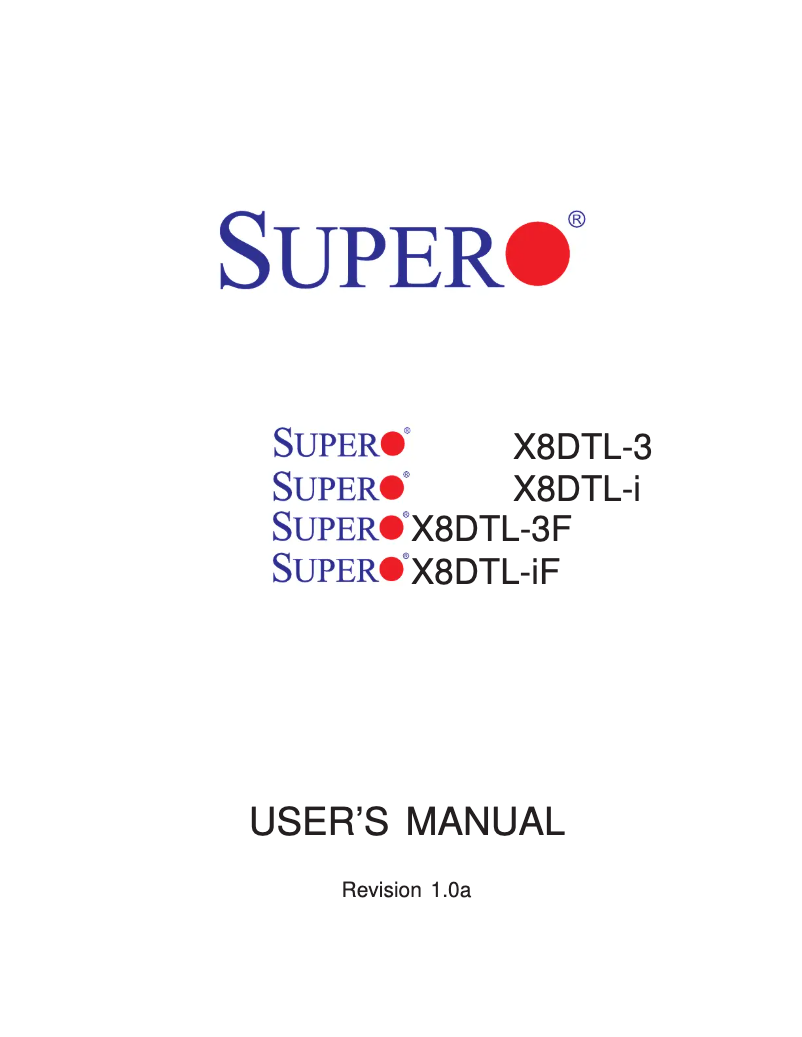 Page 1 de la notice Manuel utilisateur Supermicro X8DTL-3F