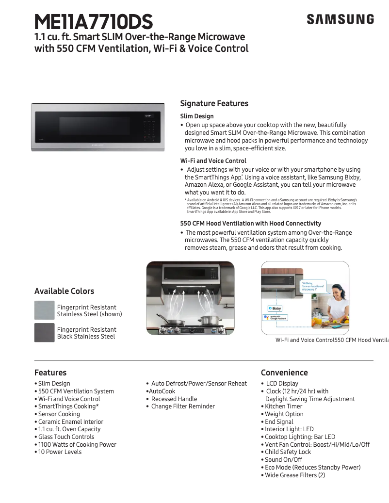 Page n°1 - Fiche technique Samsung ME11A7710DG