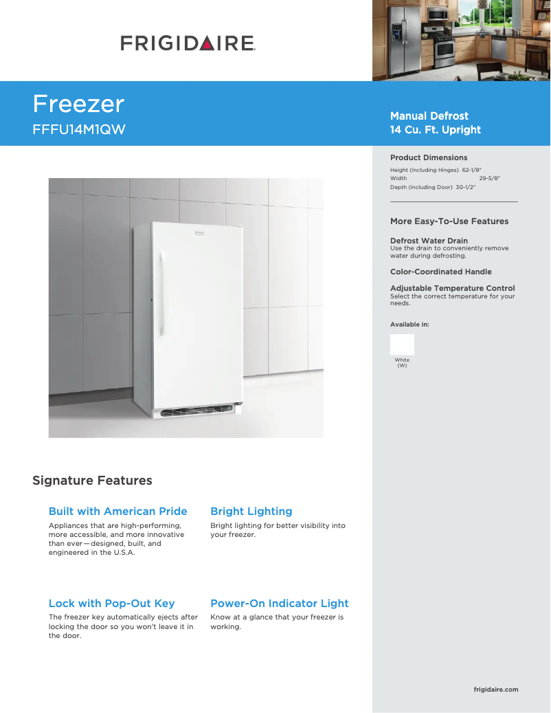 Page n°1 - Fiche technique Frigidaire FFFU14M1Q