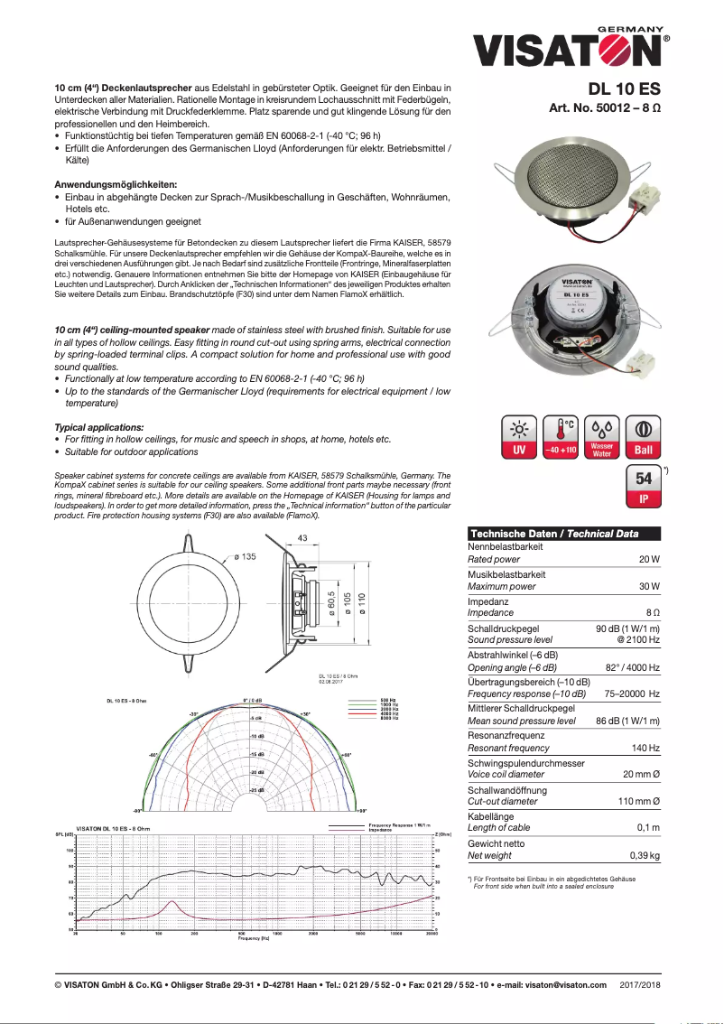 Page 1 de la notice Manuel utilisateur Visaton DL 10 ES