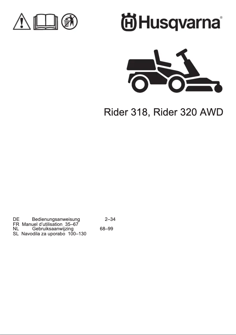 Page 1 de la notice Manuel utilisateur Husqvarna Rider 320 AWD