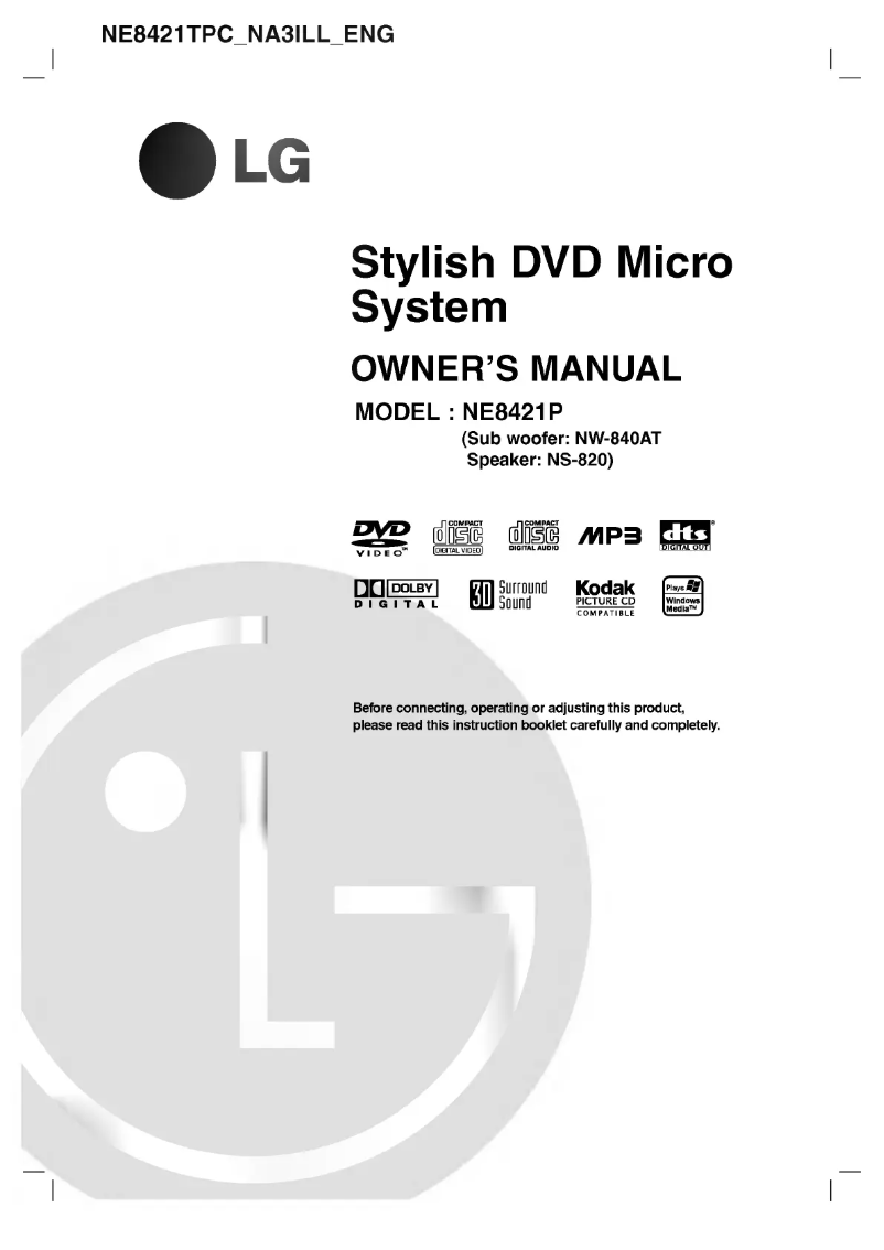 Page 1 de la notice Manuel utilisateur LG NE8421TPC