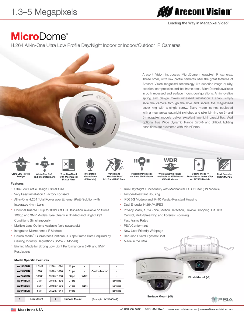 Page n°1 - Manuel utilisateur Arecont Vision AV3456DN-S