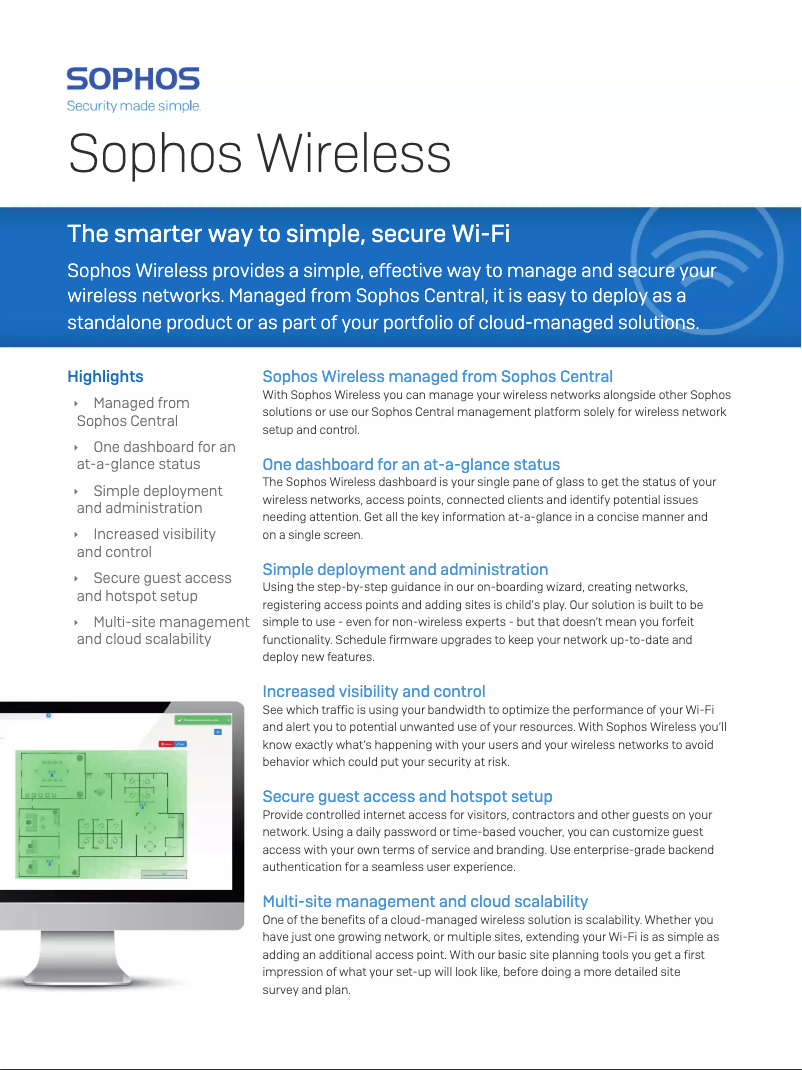 Page 1 de la notice Manuel utilisateur Sophos Secure Wi-Fi Wireless Standard