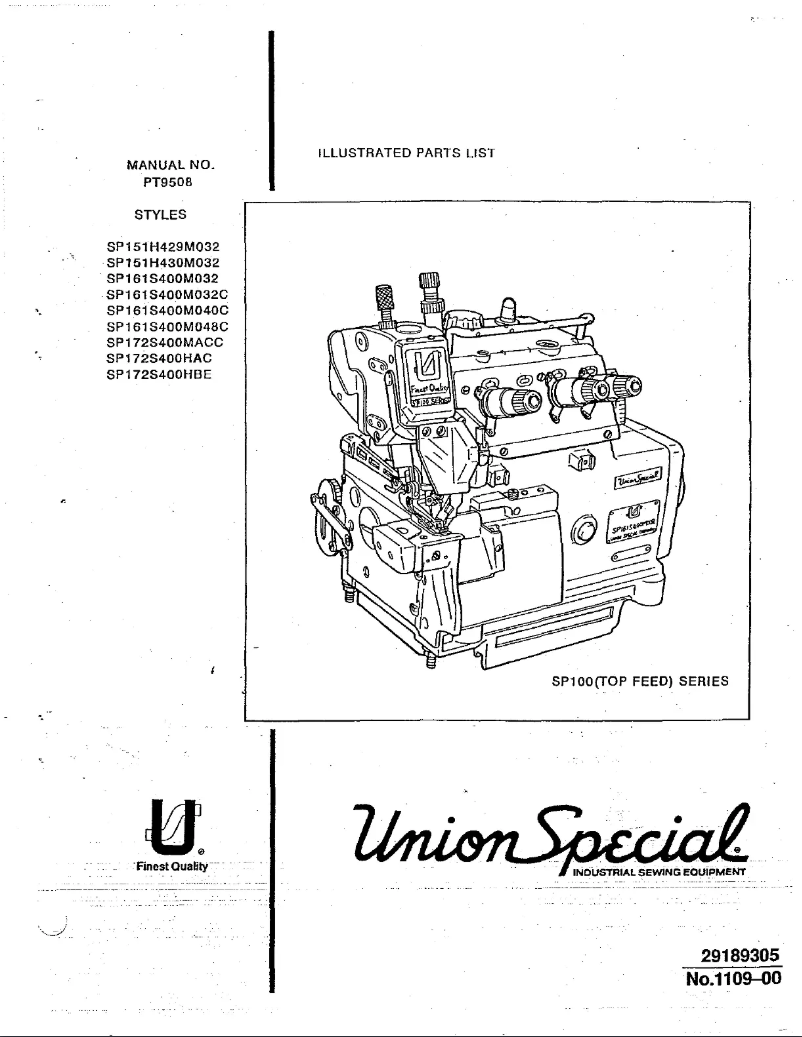 Page n°1 - Manuel utilisateur Union Special SP161S400M032
