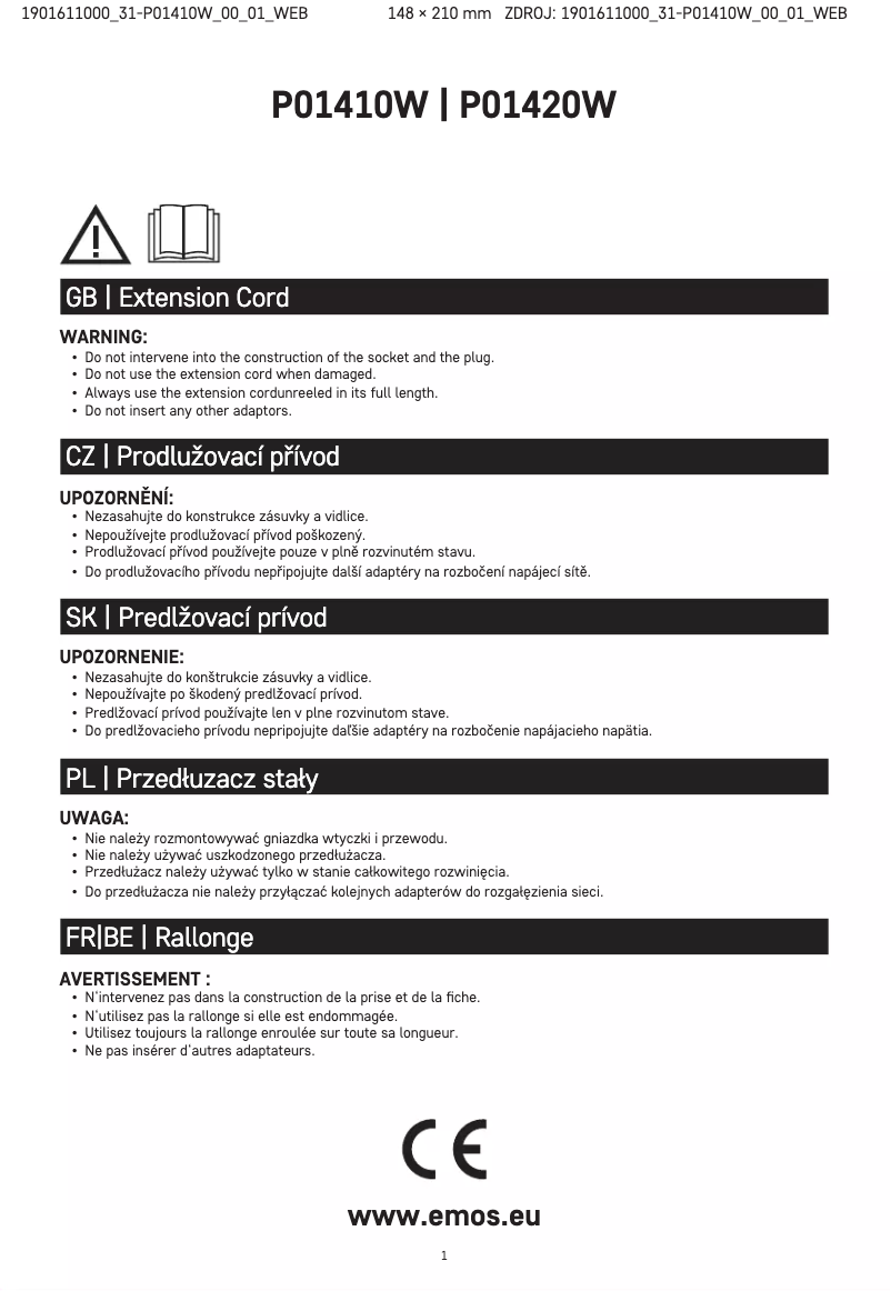 Page 1 de la notice Manuel utilisateur Emos P01410W