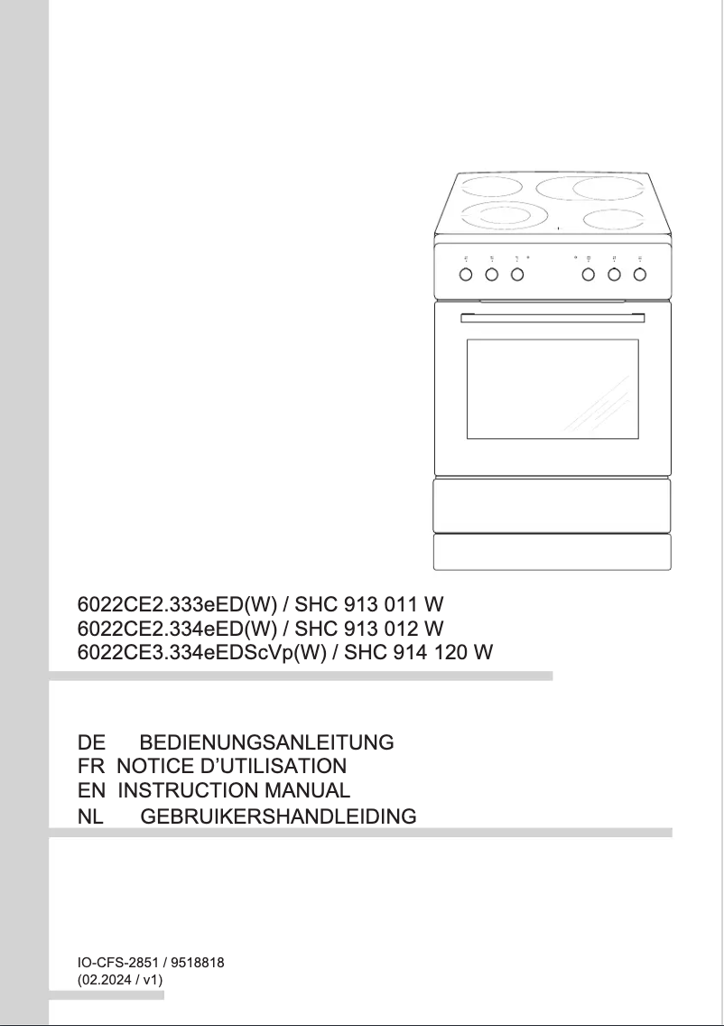 Page n°1 - Manuel utilisateur Amica SHC 913 011 W