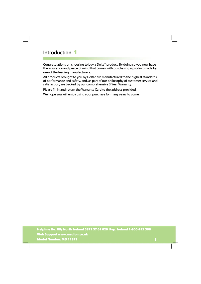 Page n°1 - Manuel utilisateur Medion MD 11871