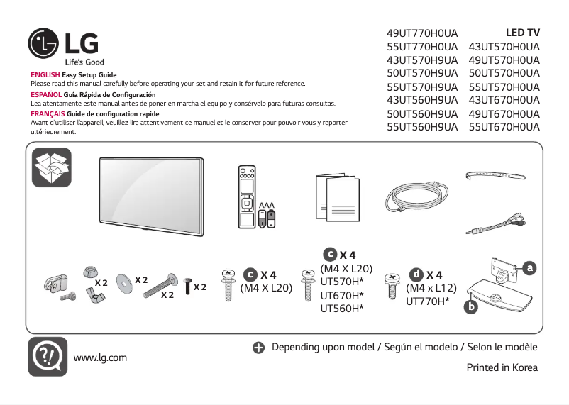 Page n°1 - Manuel utilisateur LG 50UT570H9UA