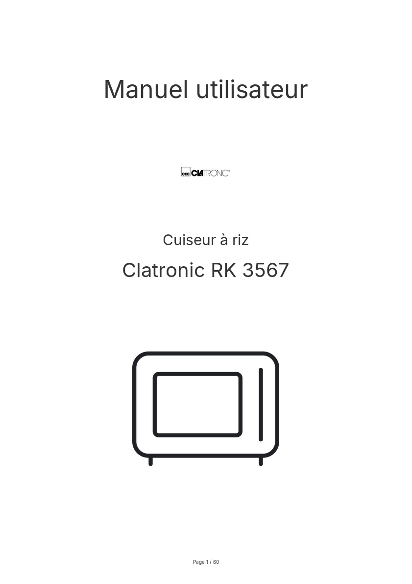 Page n°1 - Manuel utilisateur Clatronic RK 3567