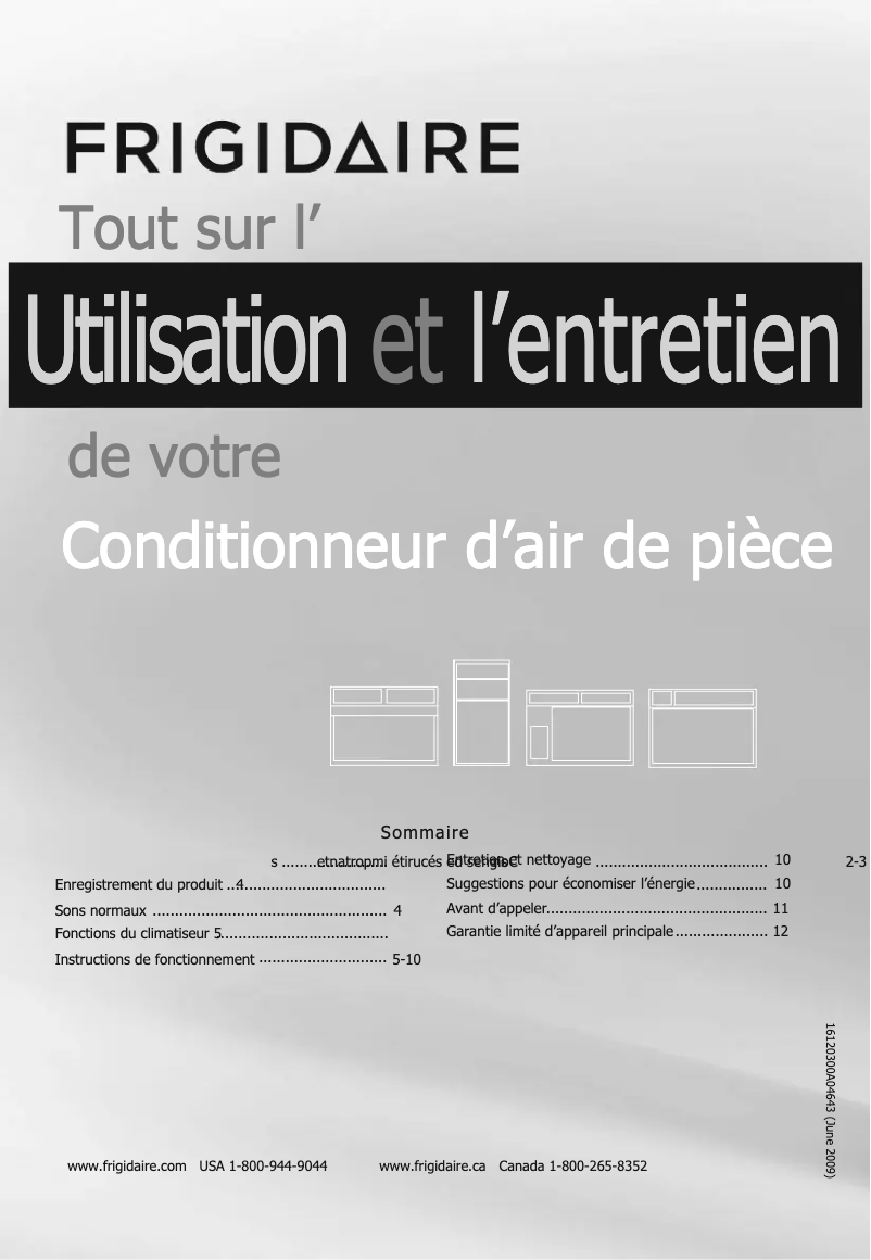 Page n°1 - Manuel utilisateur Frigidaire FFTH1222R2