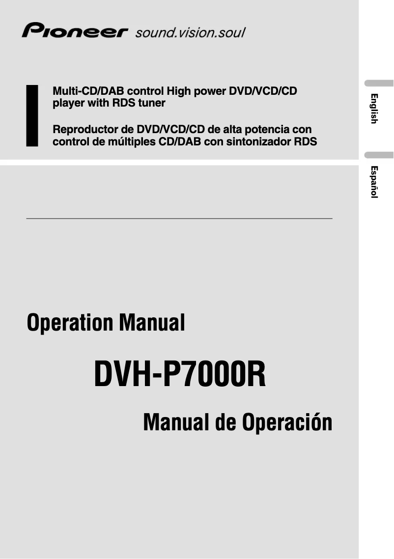 Page n°1 - Manuel utilisateur Pioneer DVH-P7000R