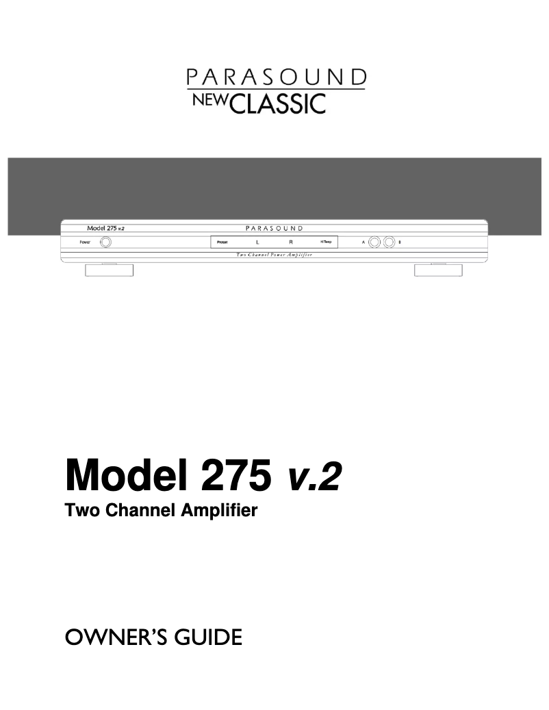Image de la première page du manuel de l'appareil NewClassic 275 v.2