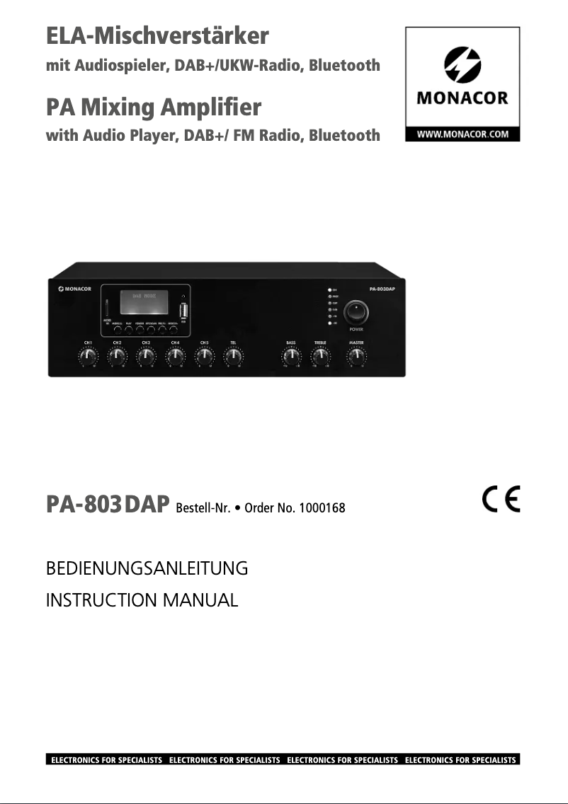 Image de la première page du manuel de l'appareil PA-803DAP