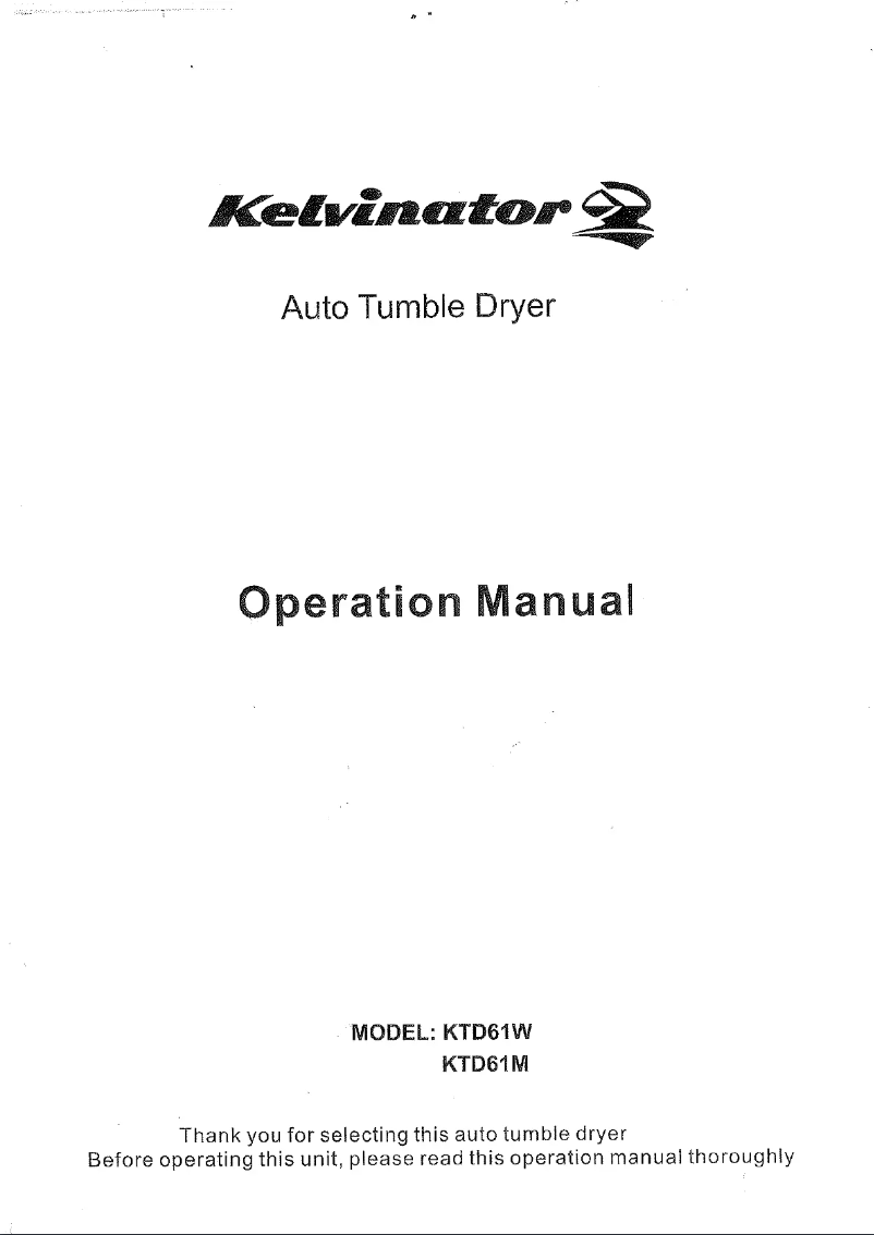 Image de la première page du manuel de l'appareil KTD61W