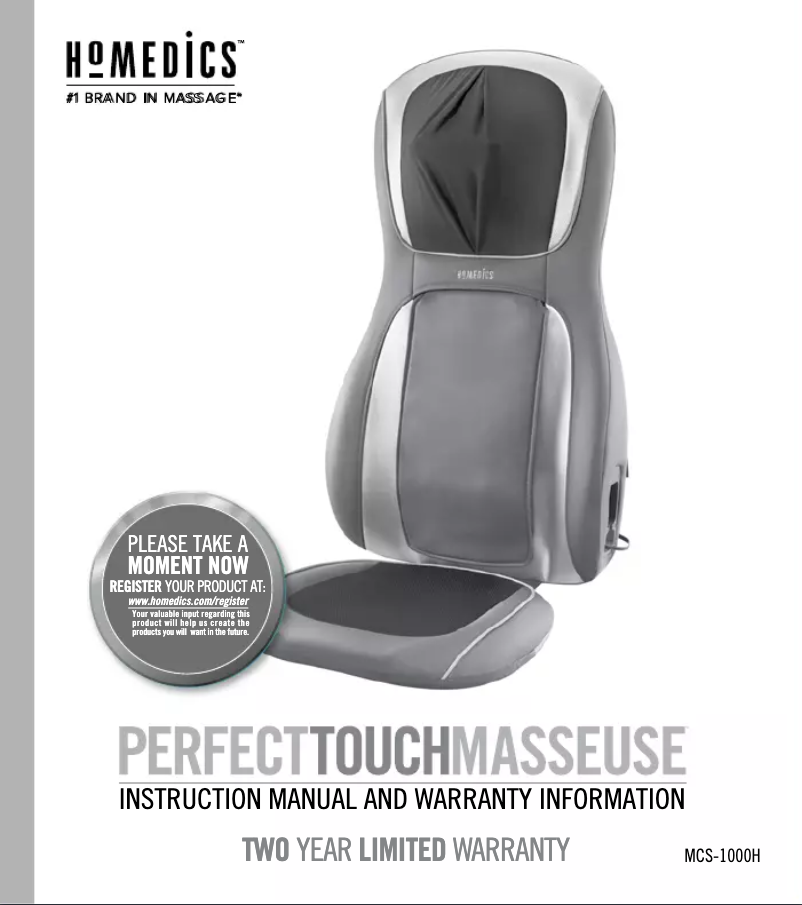 Page n°1 - Manuel utilisateur Homedics MCS-1000H