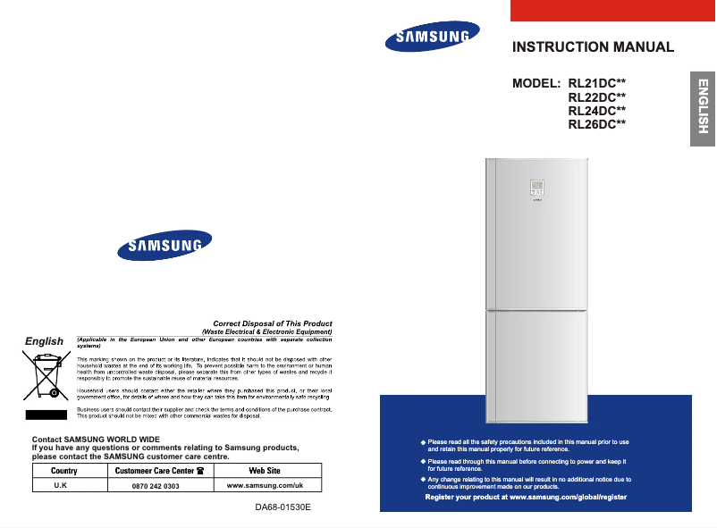Page n°1 - Manuel utilisateur Samsung RL24DCAS