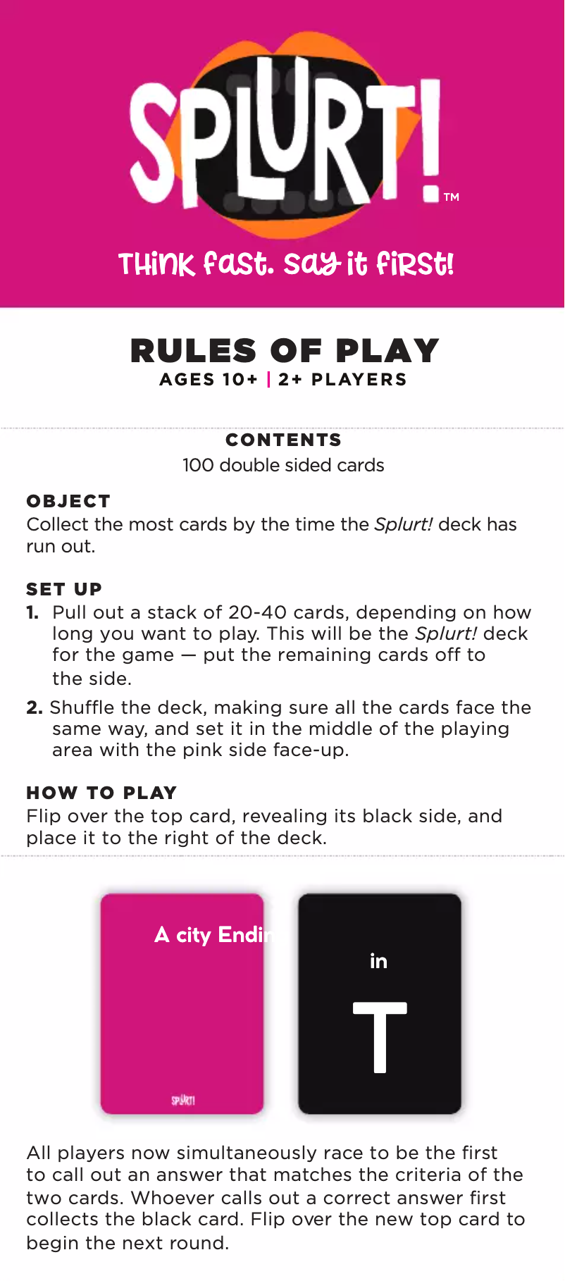 Page n°1 - Manuel utilisateur Gamewright Splurt!