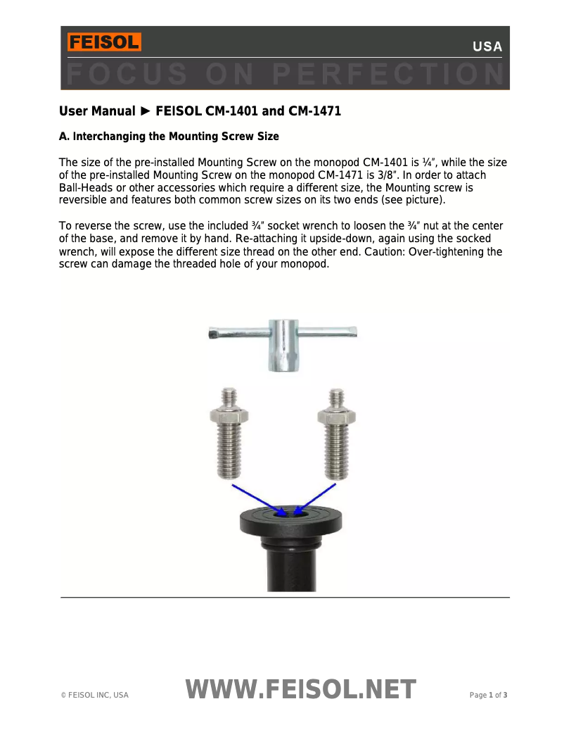 Page n°1 - Manuel utilisateur Feisol CM-1401
