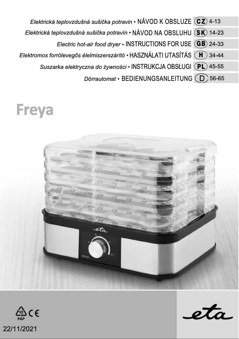 Page 1 de la notice Manuel utilisateur Eta Freya 530190000