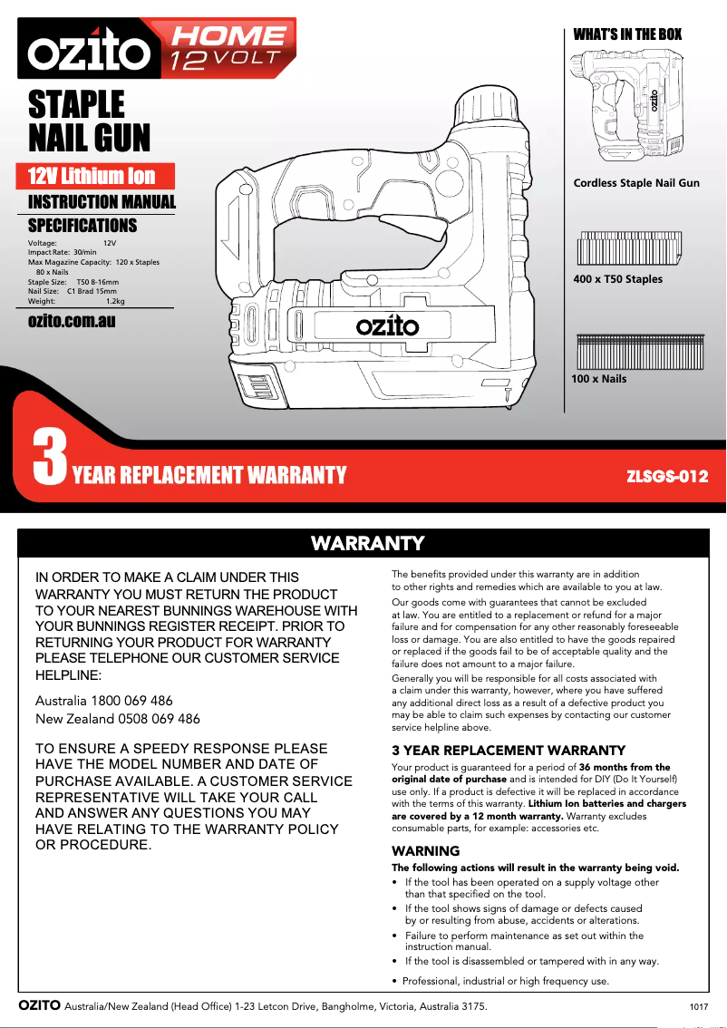 Image de la première page du manuel de l'appareil ZLSGS-012