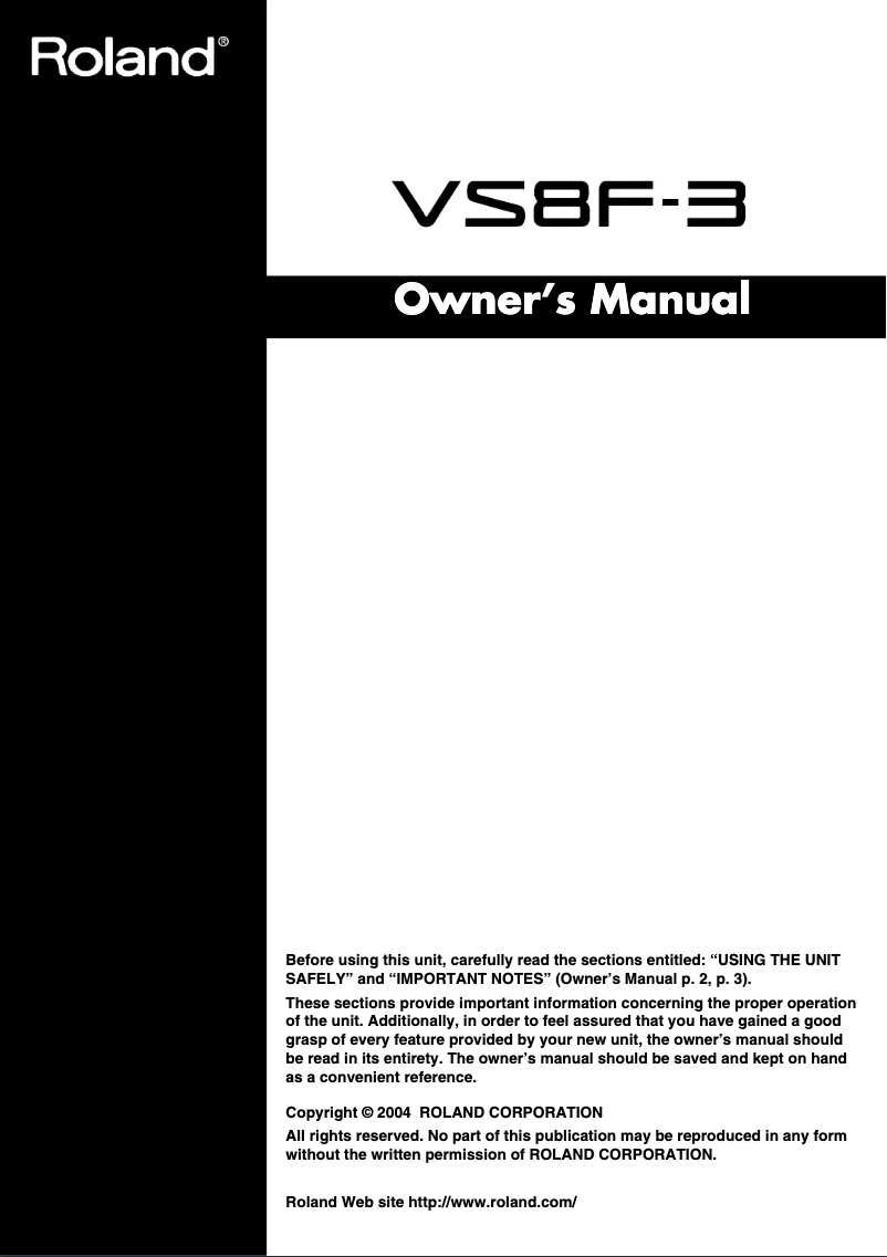 Imagen de la primera página del manual del dispositivo VS8F-3