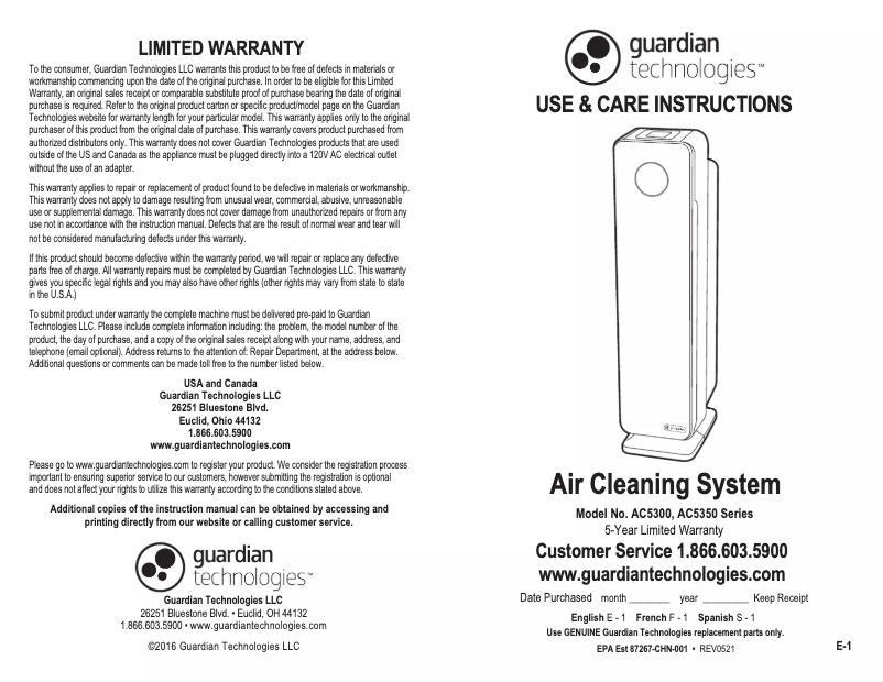 Page 1 de la notice Manuel utilisateur Guardian AC5300