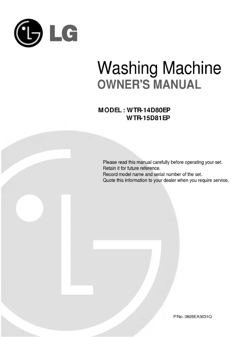 Page n°1 - Manuel utilisateur LG WTR11D81EP