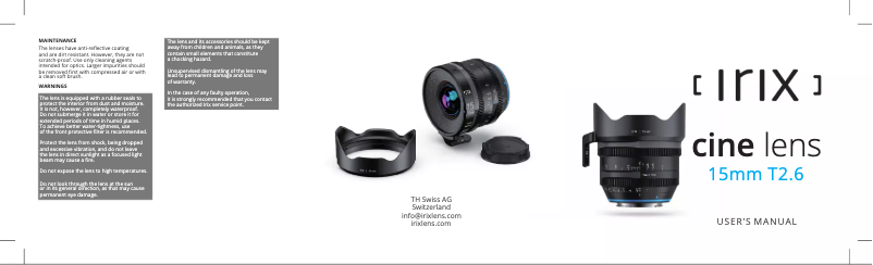 Page n°1 - Manuel utilisateur Irix 15mm T2.6