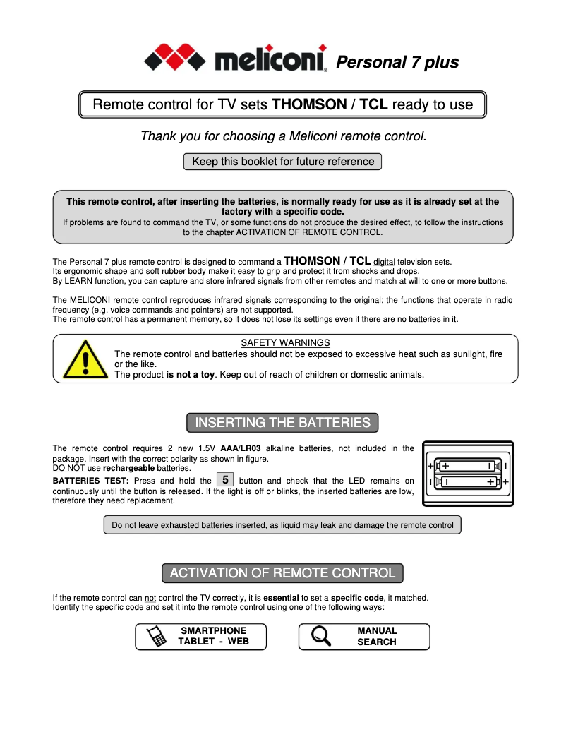 Page 1 de la notice Manuel utilisateur Meliconi Gumbody Personal 7 plus