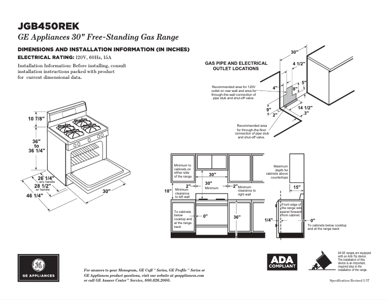 Image de la première page du manuel de l'appareil JGB450REFSS