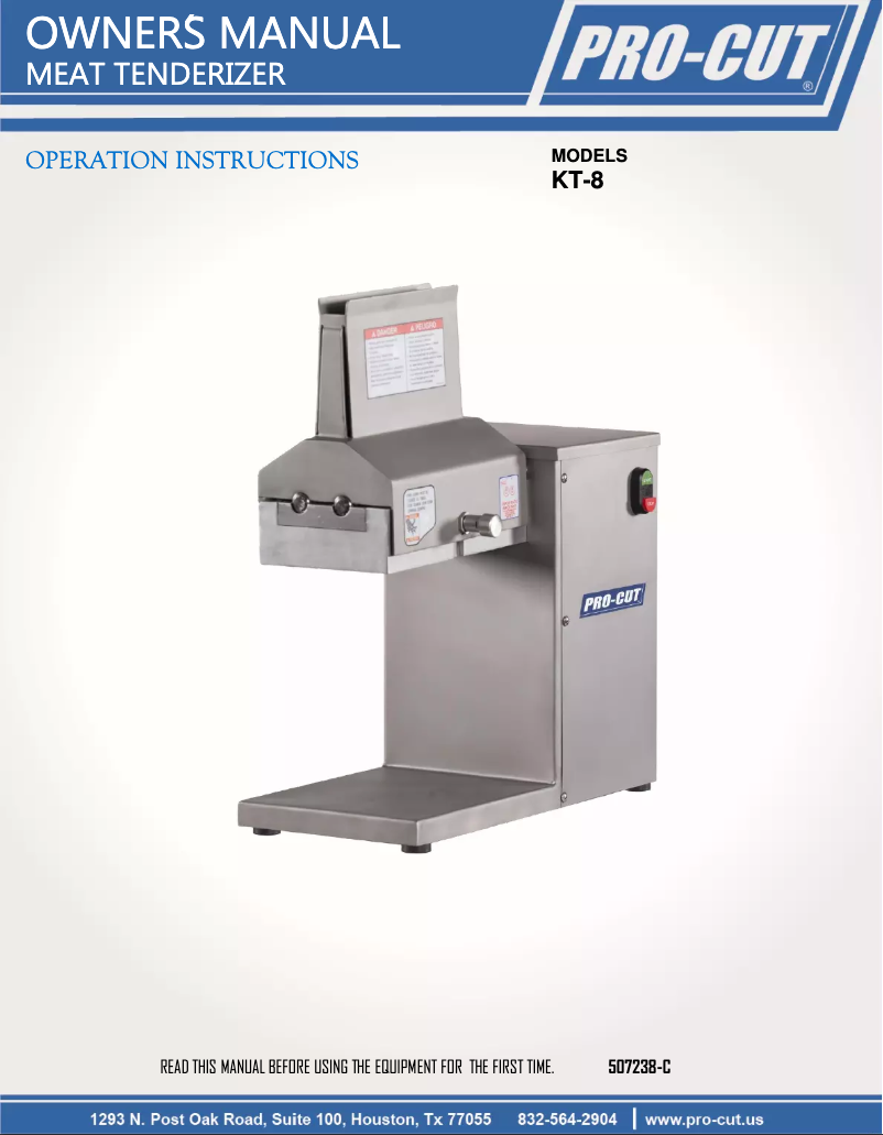 Page 1 de la notice Manuel utilisateur Pro-Cut KT-8
