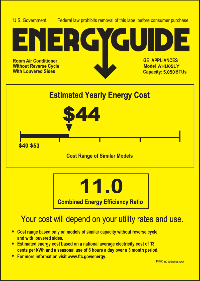 Page n°1 - Label énergétique GE AHU05LY