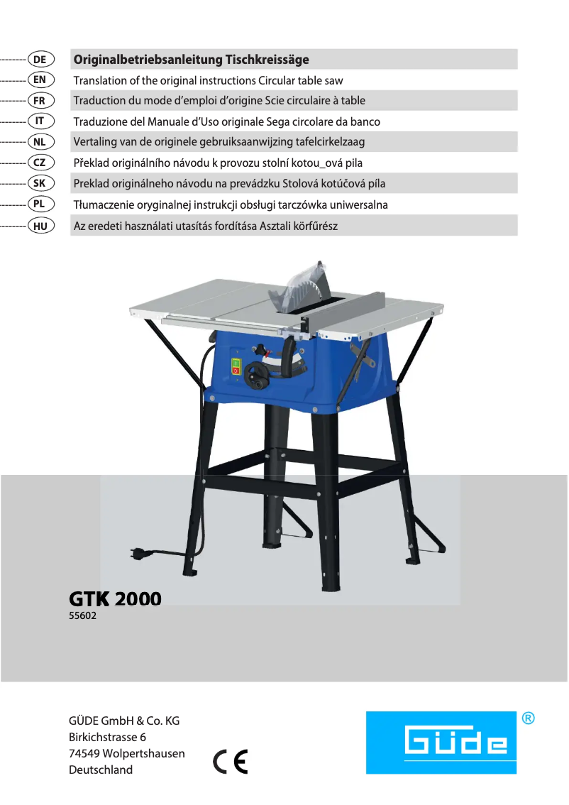 Page n°1 - Manuel utilisateur Güde GNS 150