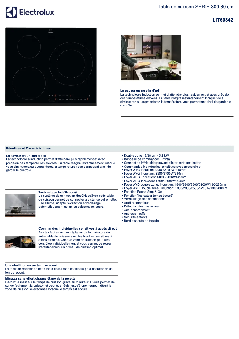 Page 1 de la notice Fiche technique Electrolux LIT60342