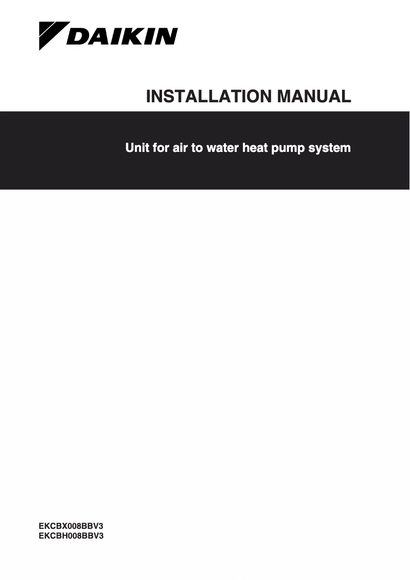 Page 1 de la notice Guide d'installation Daikin EKCBH008BBV3