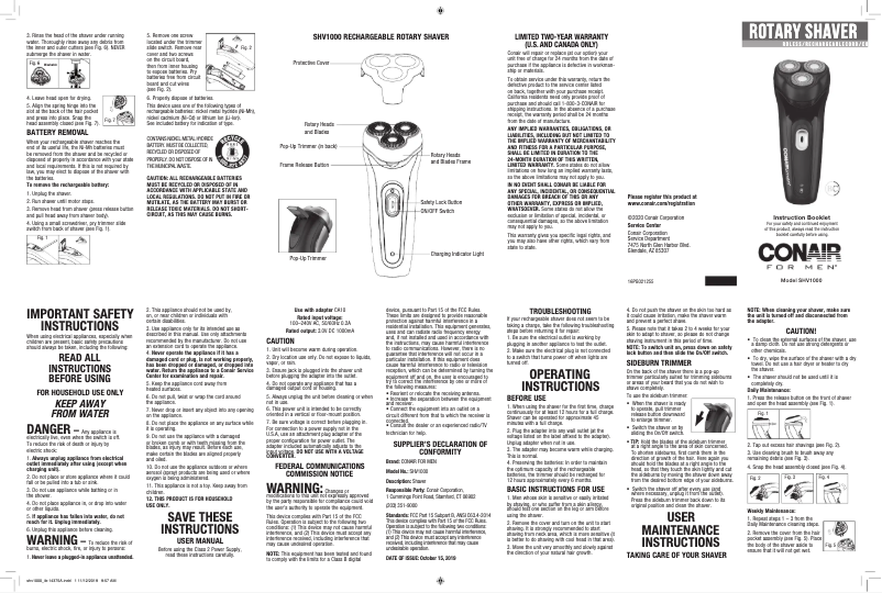 Image de la première page du manuel de l'appareil SHV1000
