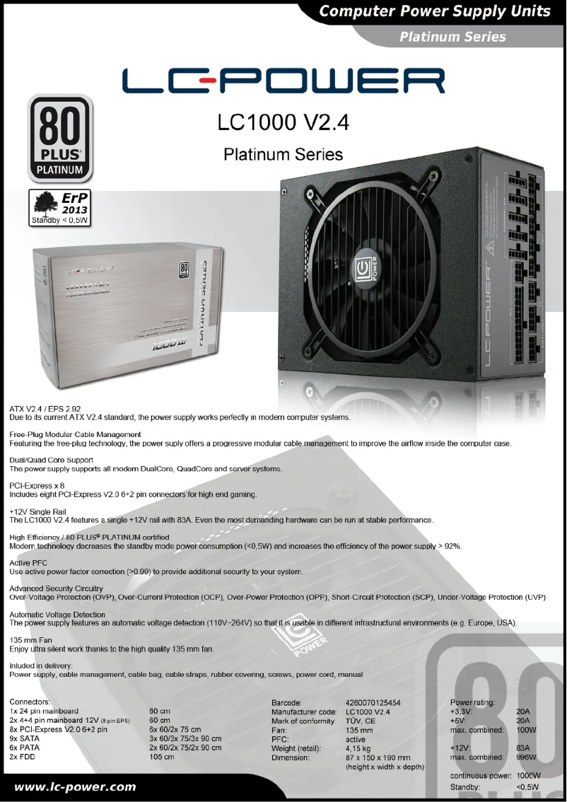 Image de la première page du manuel de l'appareil LC1000 V2.4