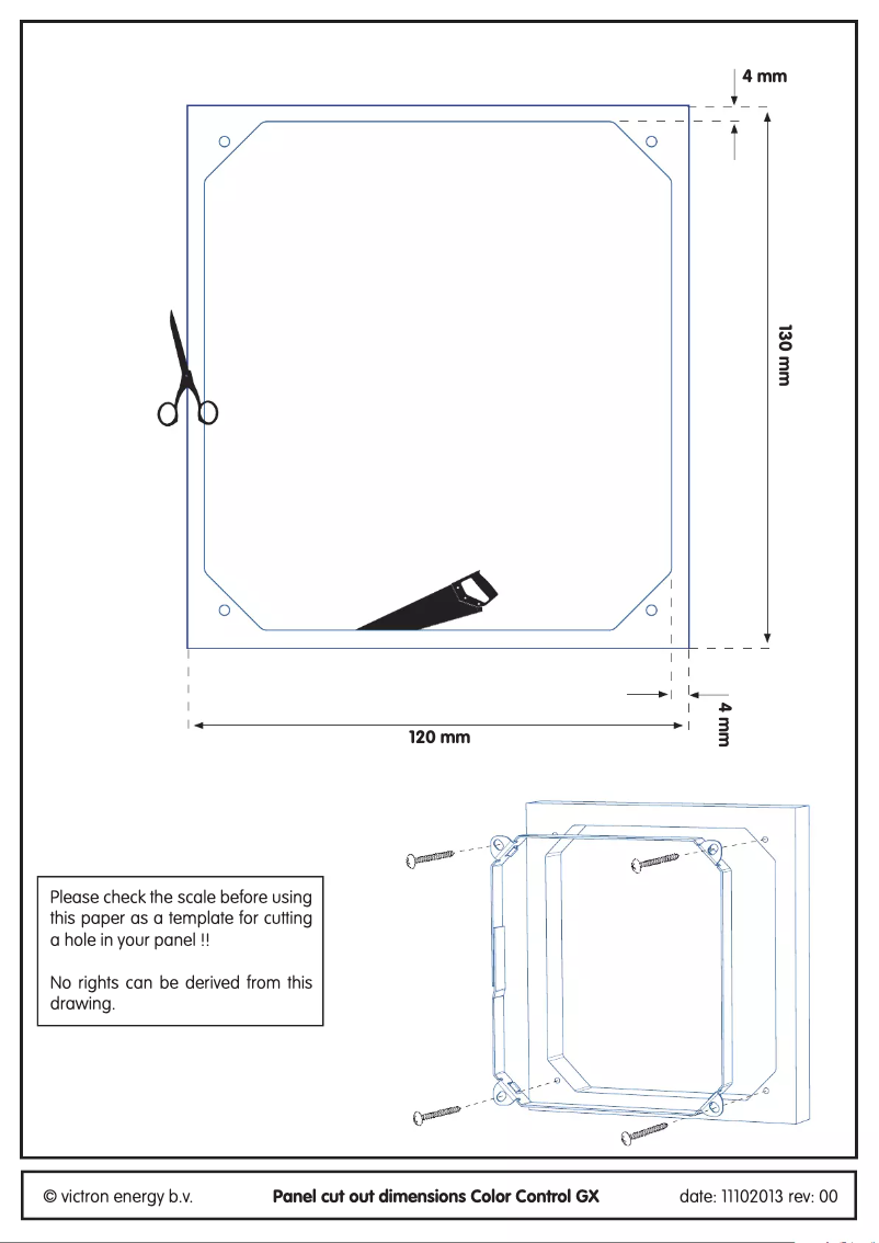Page 1 de la notice Dessin technique Victron Energy Color Control GX