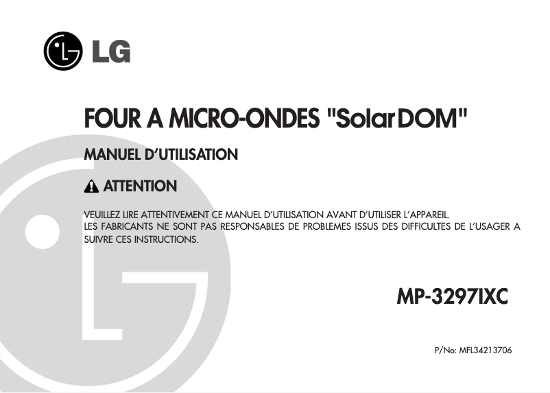 Page 1 de la notice Manuel utilisateur LG MP9297MLC