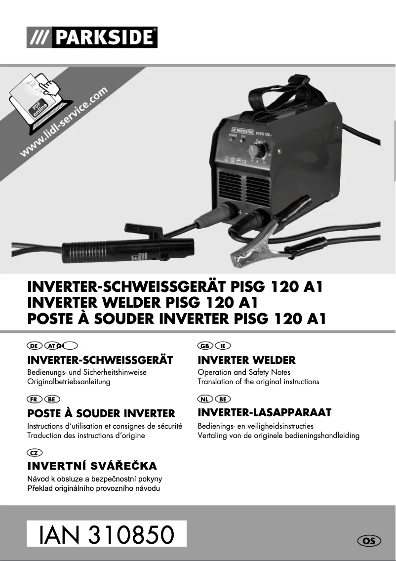 Page 1 de la notice Manuel utilisateur Parkside PISG 120 A1