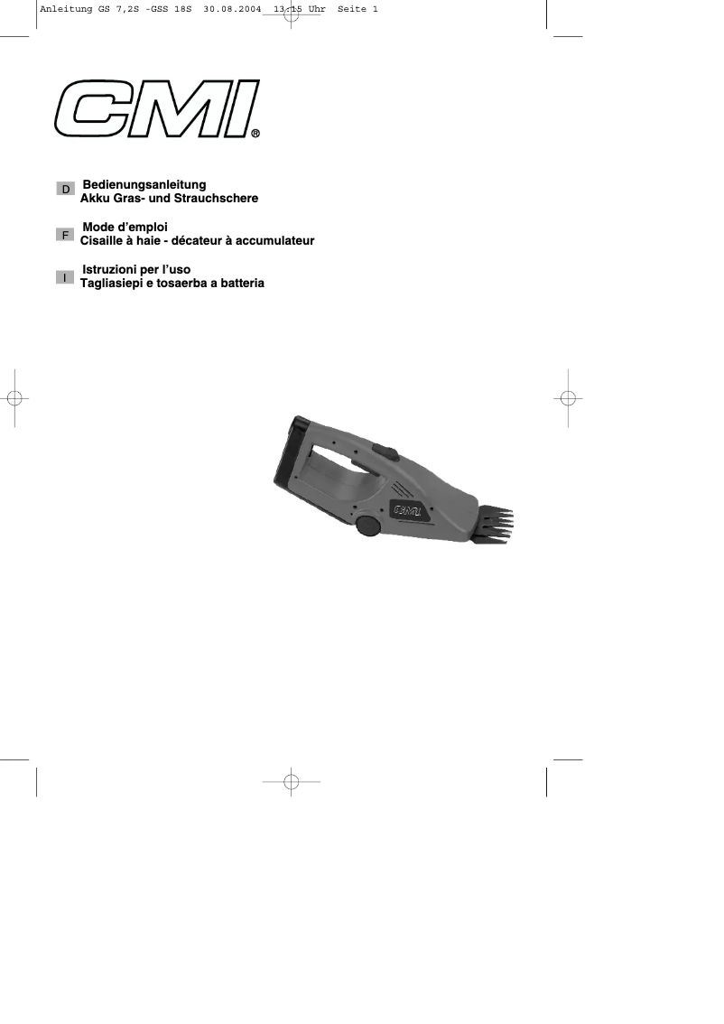 Image de la première page du manuel de l'appareil GS 7,2 S