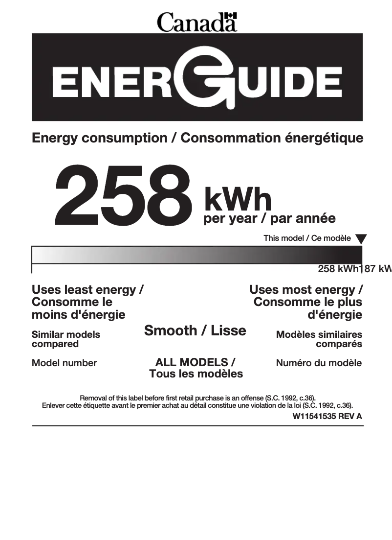 Page n°1 - Label énergétique JennAir JEC4536HS
