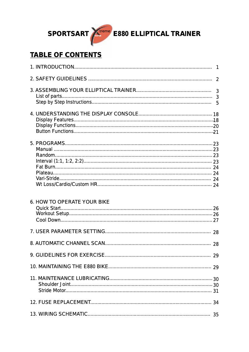 Page 1 de la notice Manuel utilisateur SportsArt E880