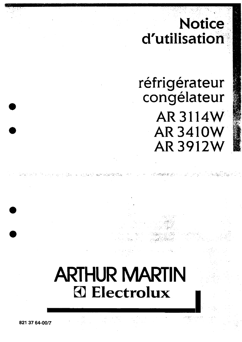 Page 1 de la notice Manuel utilisateur Arthur Martin-Electrolux AR3410W