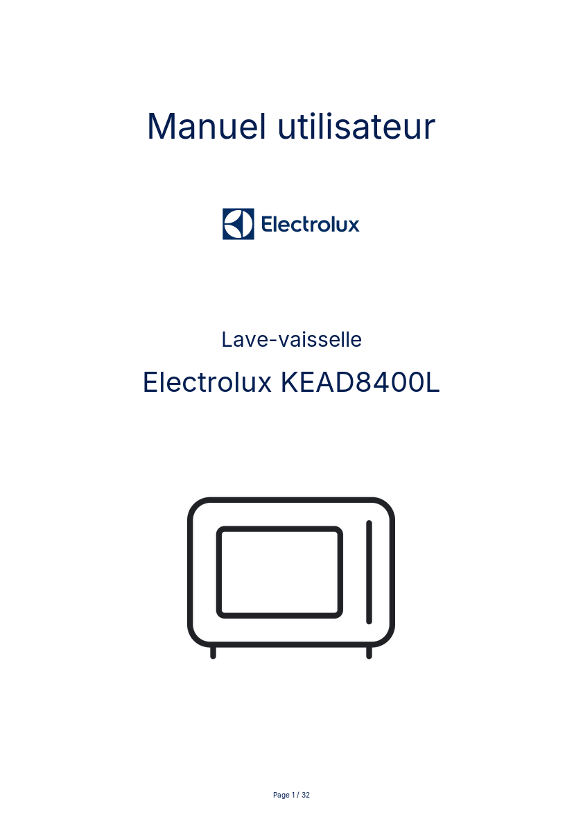Page n°1 - Manuel utilisateur Electrolux KEAD8400L