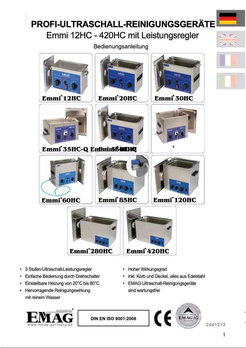 Page 1 de la notice Manuel utilisateur EMAG Emmi 33HC-Q