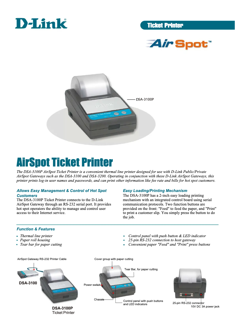 Page 1 de la notice Fiche technique D-Link DSA-3100P