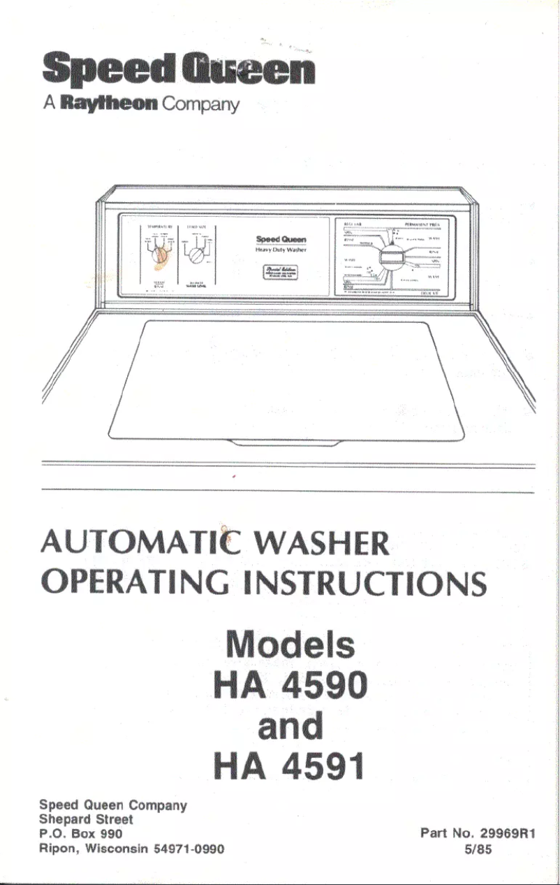 Page n°1 - Manuel utilisateur Speed Queen HA4590